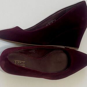 Simply Styled Women's Dark Burgundy Velvet Wedge Pump